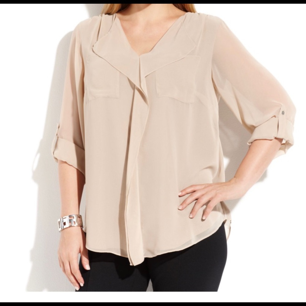 Calvin Klein | Sheer Chiffon Overlay Blouse